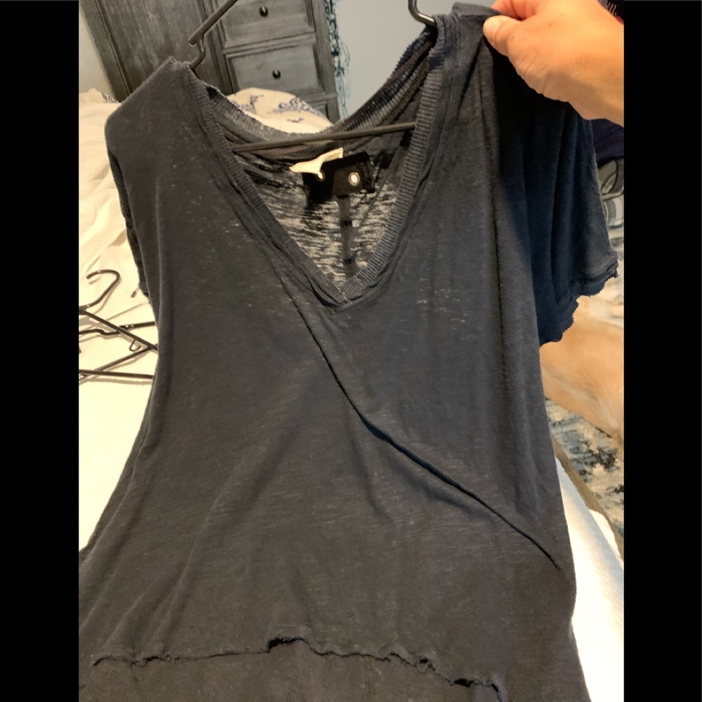 Free people black burn out v neck top